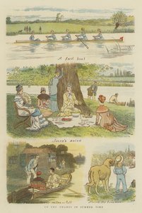 夏のテムズ川を登る（chromolitho）